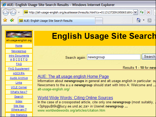 Screenshot of results with [SEARCH] button and a compatible browser